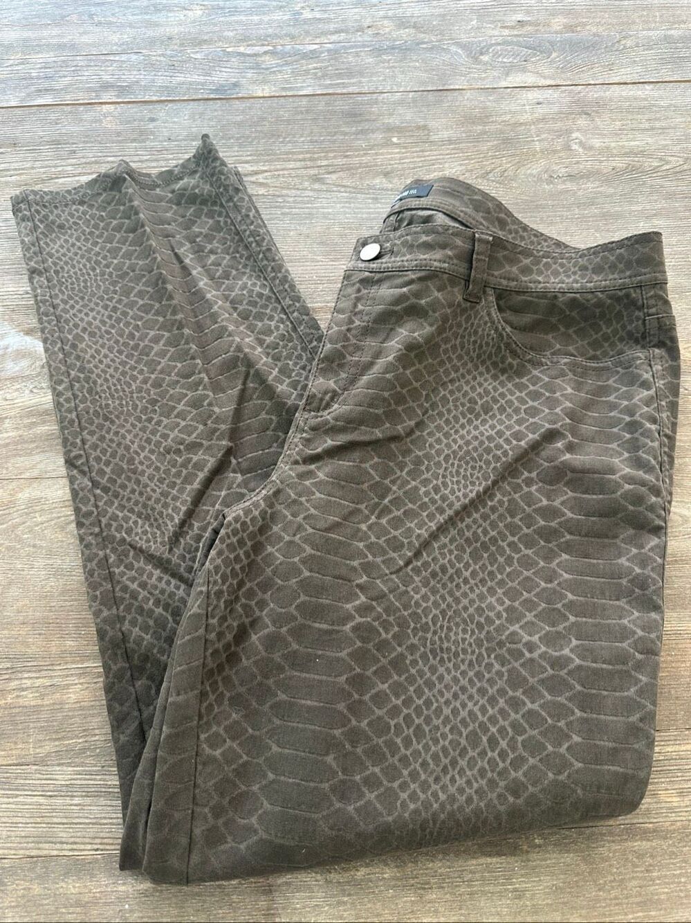 Lafayette 148 New York Brown Snake Print Straight Leg Jeans Pants Women’s